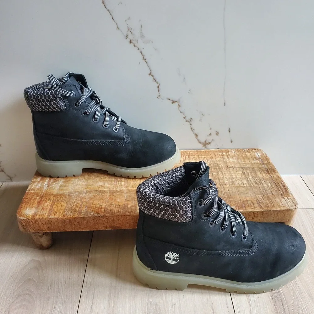 Timberland Boots Boys 2.5 Black Leather 6 Inch Premium Waterproof TB0A2CTGEQ4